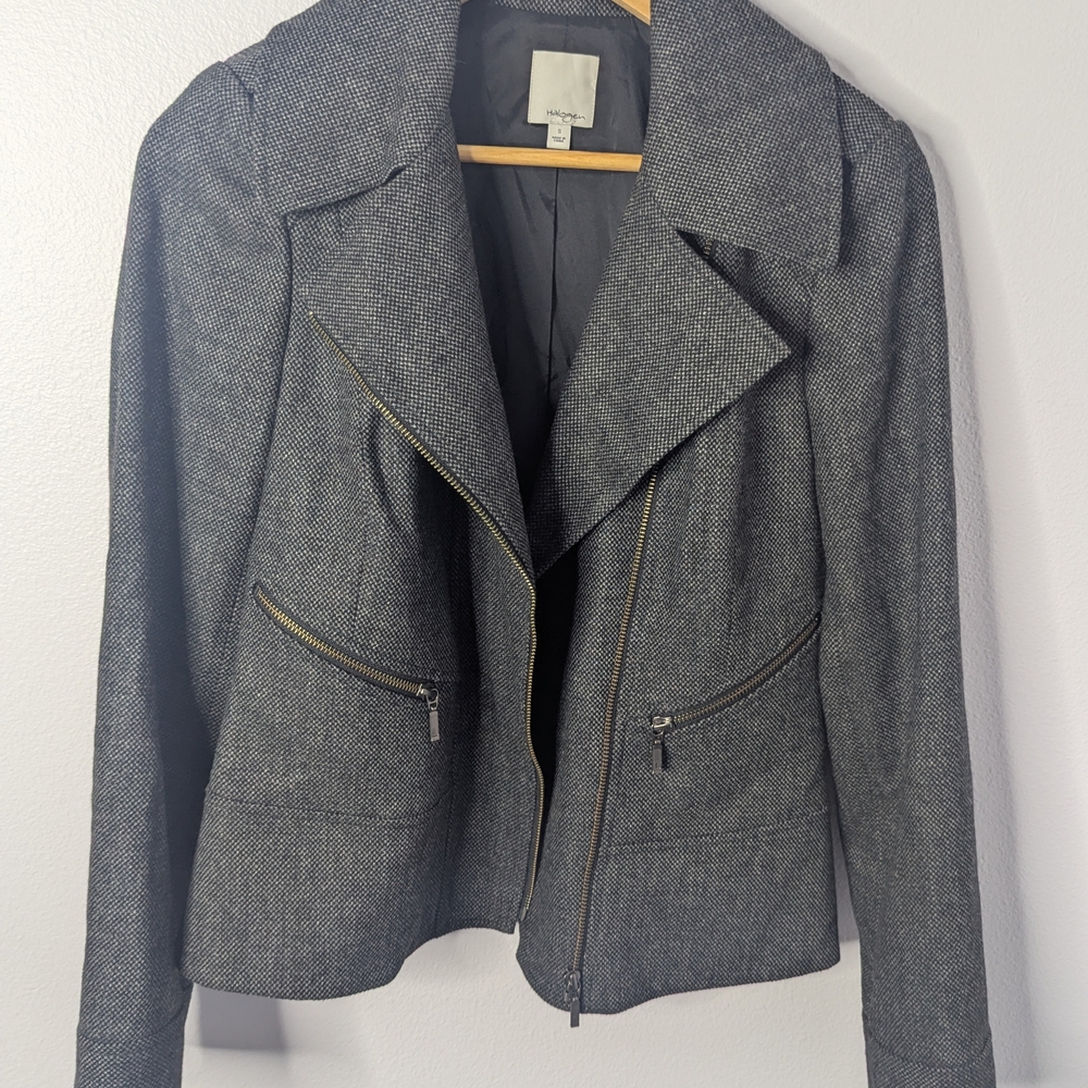 Halogen Charcoal Blazer with‎ Zipper Accents